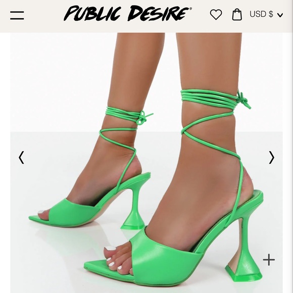 Public Desire Shoes - Smokey Lace Up Neon Green Cake Stand Party Heels